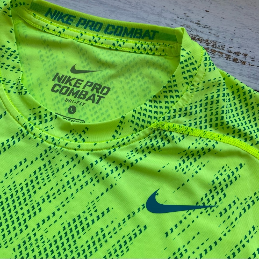 Nike Pro Combat Compression Top Tee Shirt Neon L